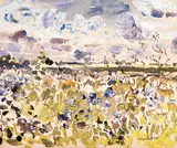 Rebecca Perehudoff, Purple Wildflowers, 1988, acrylic on canvas
