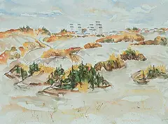 Adeline Rockett, Battle River Series #16, Donalda, 1977, watercolour on paper