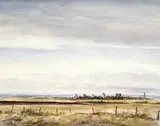 John Davenall Turner, Untitled - Small Town, Southern Alberta, watercolour on paper