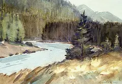 Ron Wilson, Near Bow Lake, watercolour on paper