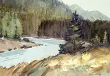 Ron Wilson, Near Bow Lake, watercolour on paper