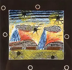 Richard Yates, Rain #3/20, 1978, hand coloured lino block on paper