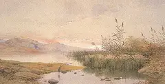 Robert Michael Ballantyne, Canadian Lake Scene, 1883, watercolour on paper