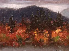 Joseph Archibald Browne, Autumn Day, Lake Placid N.Y., oil on board
