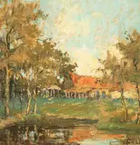 Berthe des Clayes, Old Farm in Picardy, France, pastel on paper