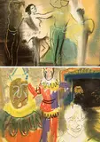 E. Eric Goldberg, PAIR OF DRAWINGS / Clowns - Dancers, pastel on paper