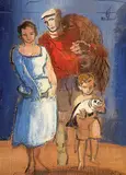 E. Eric Goldberg, Famille de Pecheurs - Fisher Folk, oil on canvas board