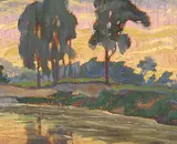 Untitled - Sunset by Illingworth Kerr, oil on board, sold May 1999
