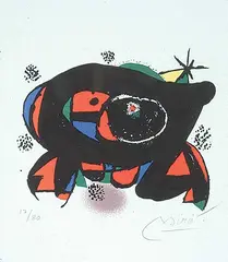 Untitled - Revolution by Joan Miró, colour lithograph on paper, sold May 1999