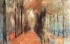 Autumn in the Luxenburg Gardens by Joseph Francis Plaskett, 1955, pastel on paper, sold May 1999
