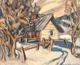 Ella May Walker, Warden's Cabin, Jasper, 1935, watercolour on paper