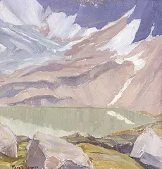 Peter Whyte, Lake Oesa, Yoho National Park, 1928, oil on canvas board