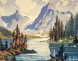 A.C. and Barbara Leighton - Barleigh, Emerald Lake #56/100, colour wood block on paper