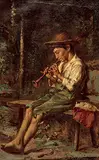 Untitled - Boy Playing Flute by Donatus Buongiorno, oil on canvas, sold May 1999