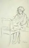 Thomas Garland Greene, Untitled - Seated Woman, graphite on paper