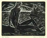John Alexander Hall, The Bather, 1938, wood block on paper
