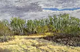 Johann Franz Pius Kaufmann, Untitled - Prairie Landscape, 1989, acrylic on masonite