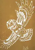 Illingworth Kerr, Untitled - Owl, lino block on paper