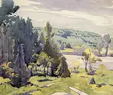 William Maltman, Panoramic Summer View, watercolour on paper
