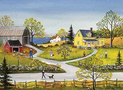 Sharon Mark, Little Farm by the Lake, 1998, acrylic on canvas