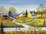 Sharon Mark, Little Farm by the Lake, 1998, acrylic on canvas
