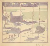 Thomas Wesley McLean, Untitled - Peaceful Winter Scene, colour relief print on paper