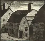Thomas Willoughby Nason, Untitled - Urban Street Scene, wood block on paper