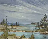 Lawrence Nickle, Georgian Bay Near Pointe Au Baril, Ont. Sept. '75, 1975, oil on board