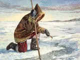 Nori Peter, Untitled - Jigging for Fish, acrylic on masonite