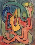 Clifford Foard Robinson, Untitled - Abstracted Figure and Forms, colour monoprint on paper