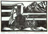Clifford Foard Robinson, Exshaw Cement Plant #2/30, wood block on paper