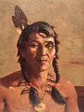 Theodoor Marie Schintz, Grey Wolf, Stoney Indian, oil on paperboard