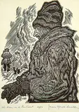 James Agrell Smith, Man in a Fur Coat #20/50, wood block on paper
