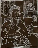 John Harold Thomas Snow, Nora #17/40, linoblock on paper