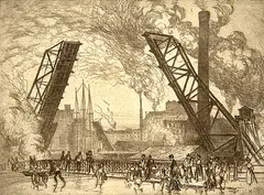 Charles Henry White, The Bascule Bridge, Chicago #3/25, 1908, etching on paper