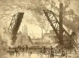 Charles Henry White, The Bascule Bridge, Chicago #3/25, 1908, etching on paper