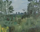 Maxwell Bennett Bates, Untitled - Landscape in Victoria, 1965, oil on canvas
