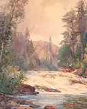 Frederick Henry Brigden, Untitled - Waterfall, watercolour on paper