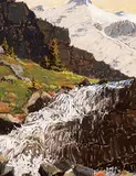 Horace Champagne, Lake Victoria Over Flow, on the Oesa Lake Trail, Yoho National Park, B.C.
