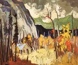 Bruno Cote, Pres de la Riviere Ste. Marguerite, 1979, oil on hard board