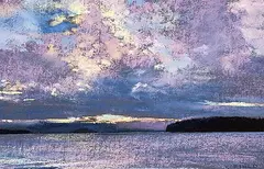 Robert Field, Sunset, Broughton Strait, pastel on paper