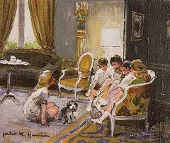Le Conciliabule by Jules Rene Herve, oil on canvas, sold Nov 1998