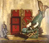 Richard Jack, Untitled - Still Life with Oriental Objects, oil on hard board