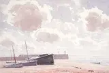 Alfred Crocker Leighton, Fishing Boats on the Beach, Hastings, England, 1953