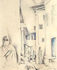 Will Ogilvie, Street Scene, Zanzibar, 1930, graphite and watercolour on paper