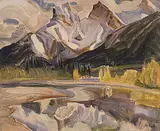 Kathleen Francis Pepper, Untitled - Canmore Reflection, oil on canvas board