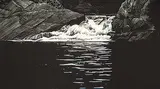 Walter J. Phillips, Waterfall, Lake of the Woods, 1934, wood engraving on paper