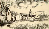 Maurice de Vlaminck, Untitled - View of a Village, etching on paper