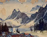 A.C. and Barbara Leighton - Barleigh, Bow Lake #67/100, colour wood block on paper