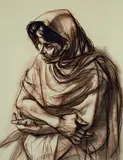 Untitled - Draped Figure Study by Francis Ferencz de Erdely, charcoal and conte on paper, sold Nov 1998